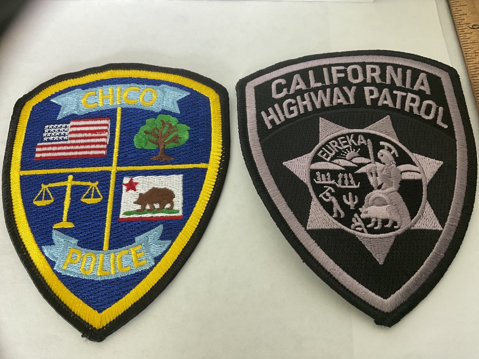 Chico California Police patch and California Highway Patrol Set new tracking