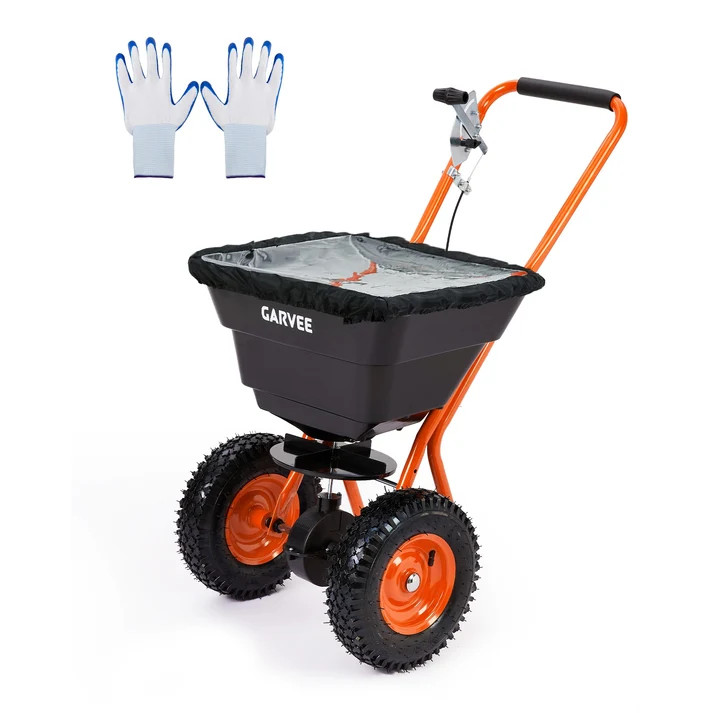 80 lb Push Broadcast Spreader with 12' Spread Width, Adjustable Drop Rate