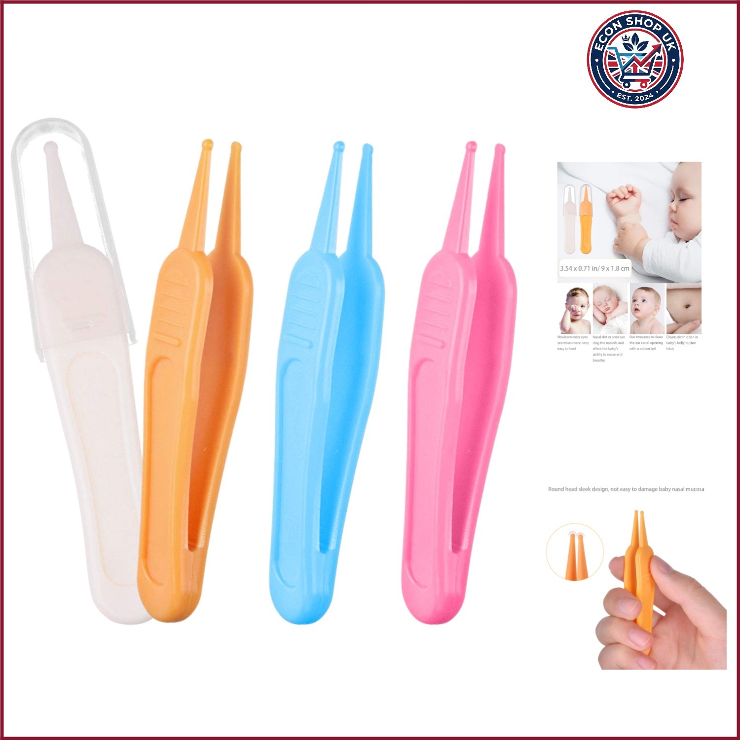 4 Pieces Nose Cleaning Tweezers Safe and Effective Clip Care Ear Nose Navel C...