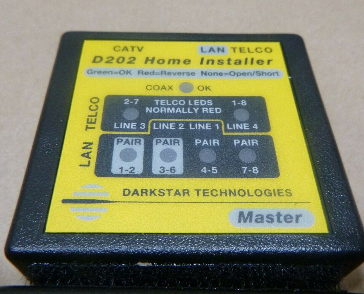 DARKSTAR TECHNOLOGIES D202 HOME INSTALLER CABLE TESTER LAN CATV TV TELCO