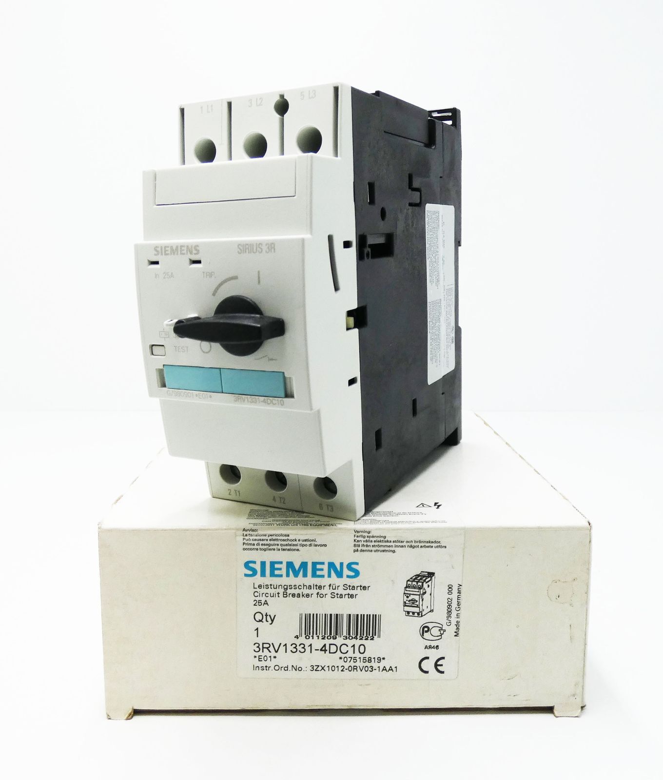 Siemens Sirius 3RV1331-4DC10 25A E-Stand: 01 Circuit Breaker -Unused/Original Packaging-