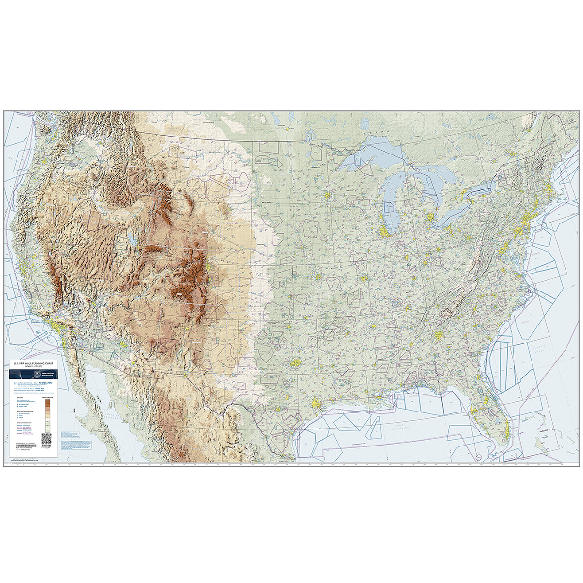 FAA Chart: U.S. VFR Wall Planning Chart - FOLDED (Not Rolled) - Select Cycle
