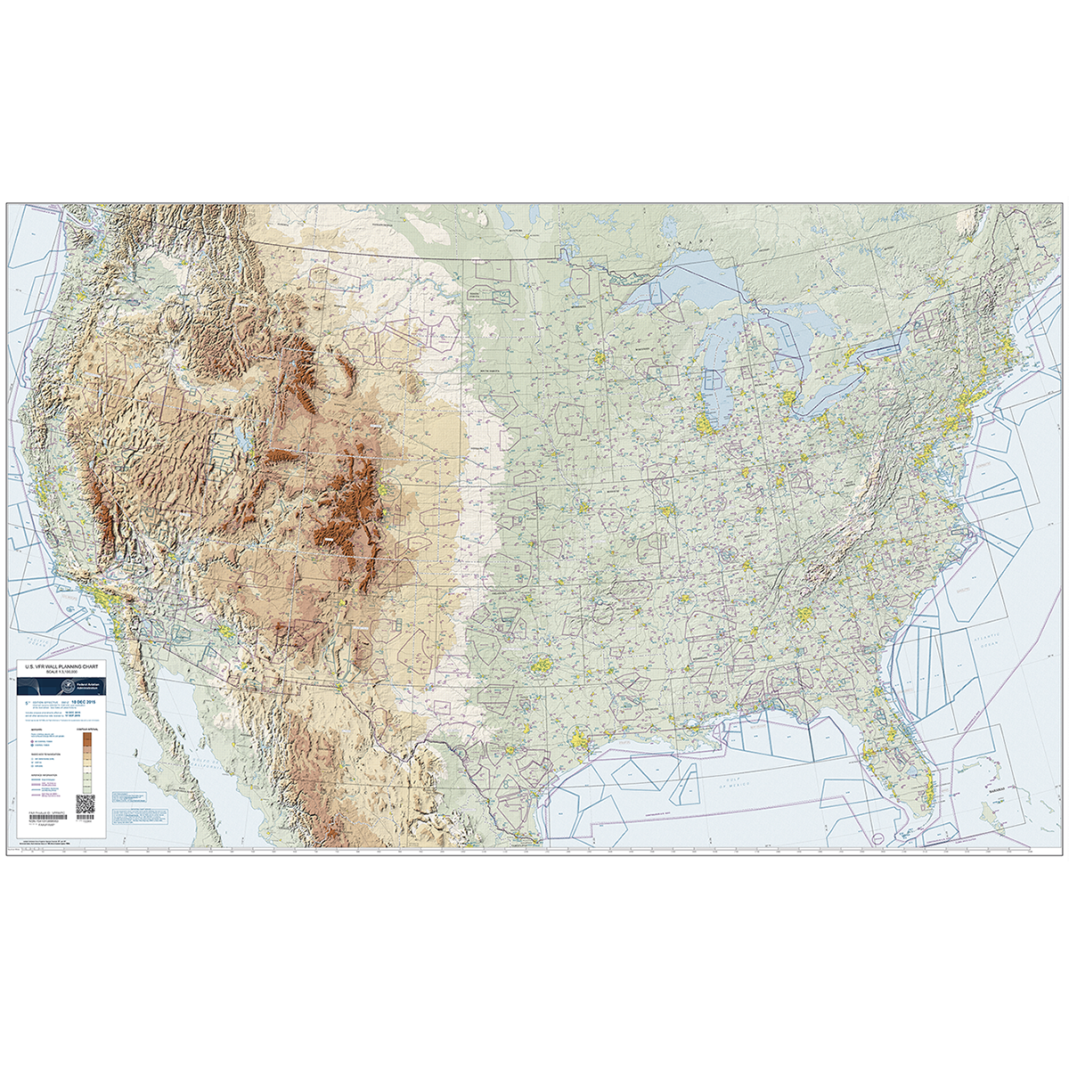 FAA Chart: U.S. VFR Wall Planning Chart - FOLDED (Not Rolled) - Select Cycle