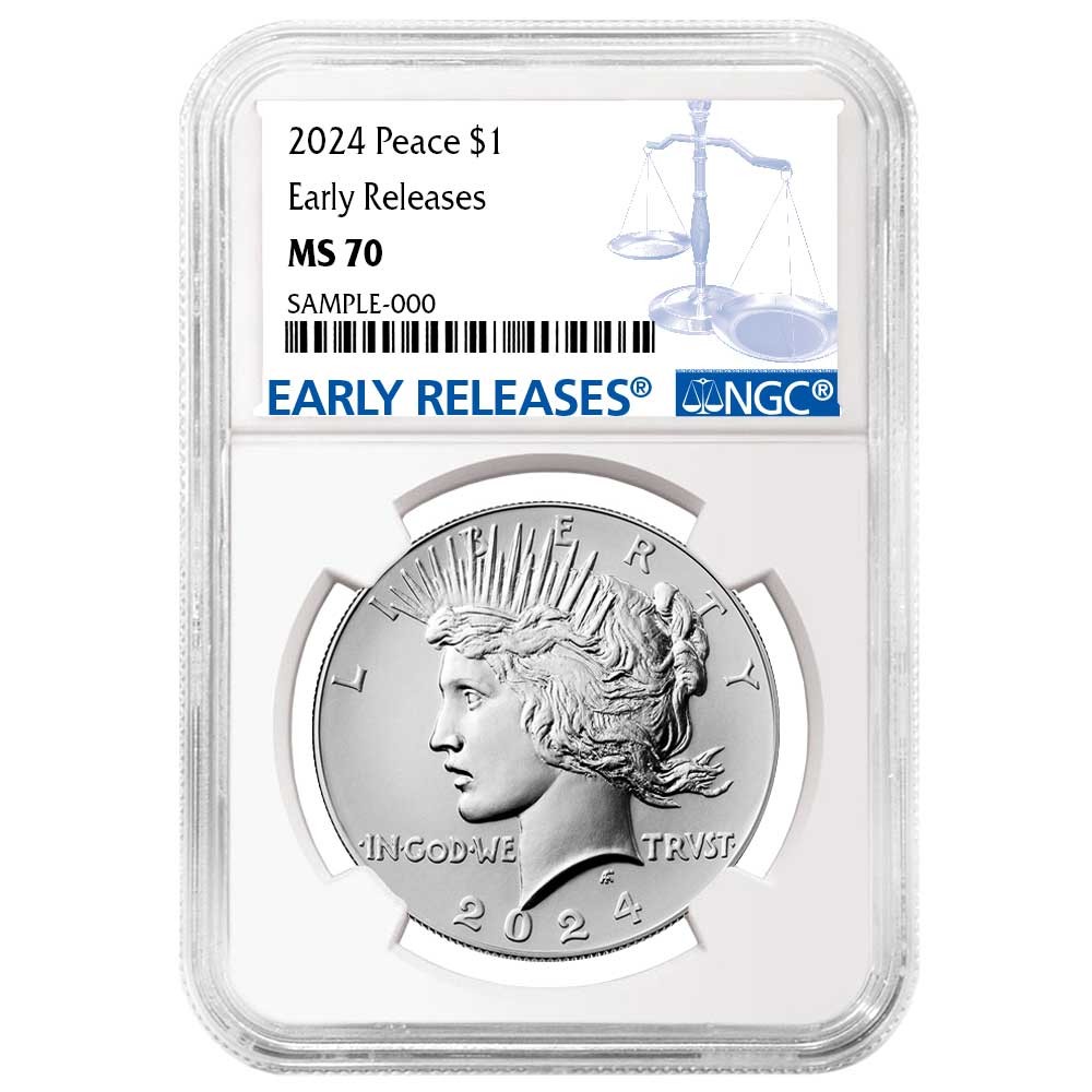 2024 $1 Peace Silver Dollar NGC MS70 ER Blue Label