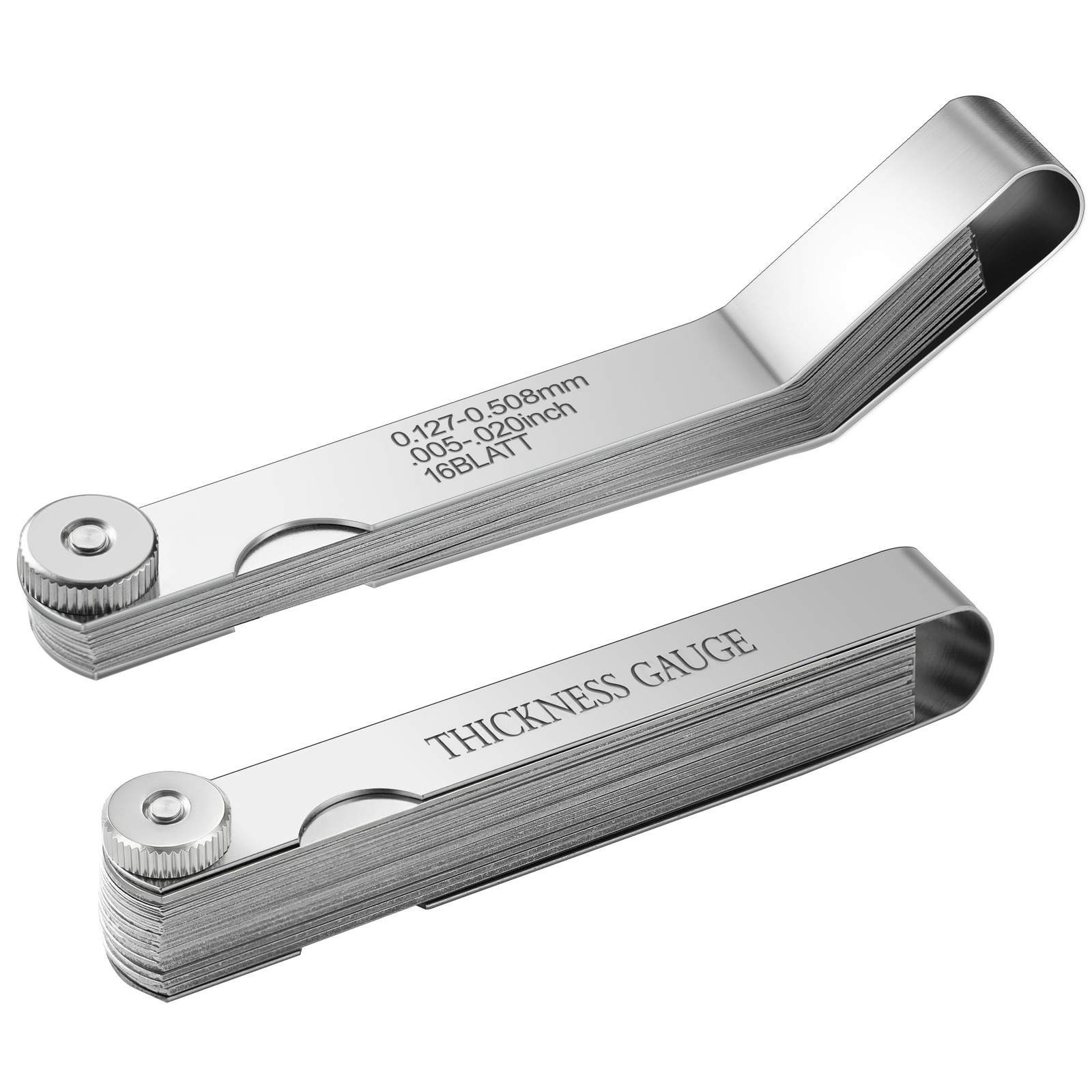 2 Pcs Straight and Angled Stainless Steel Feeler Gauge Set Gap Tool for Valve