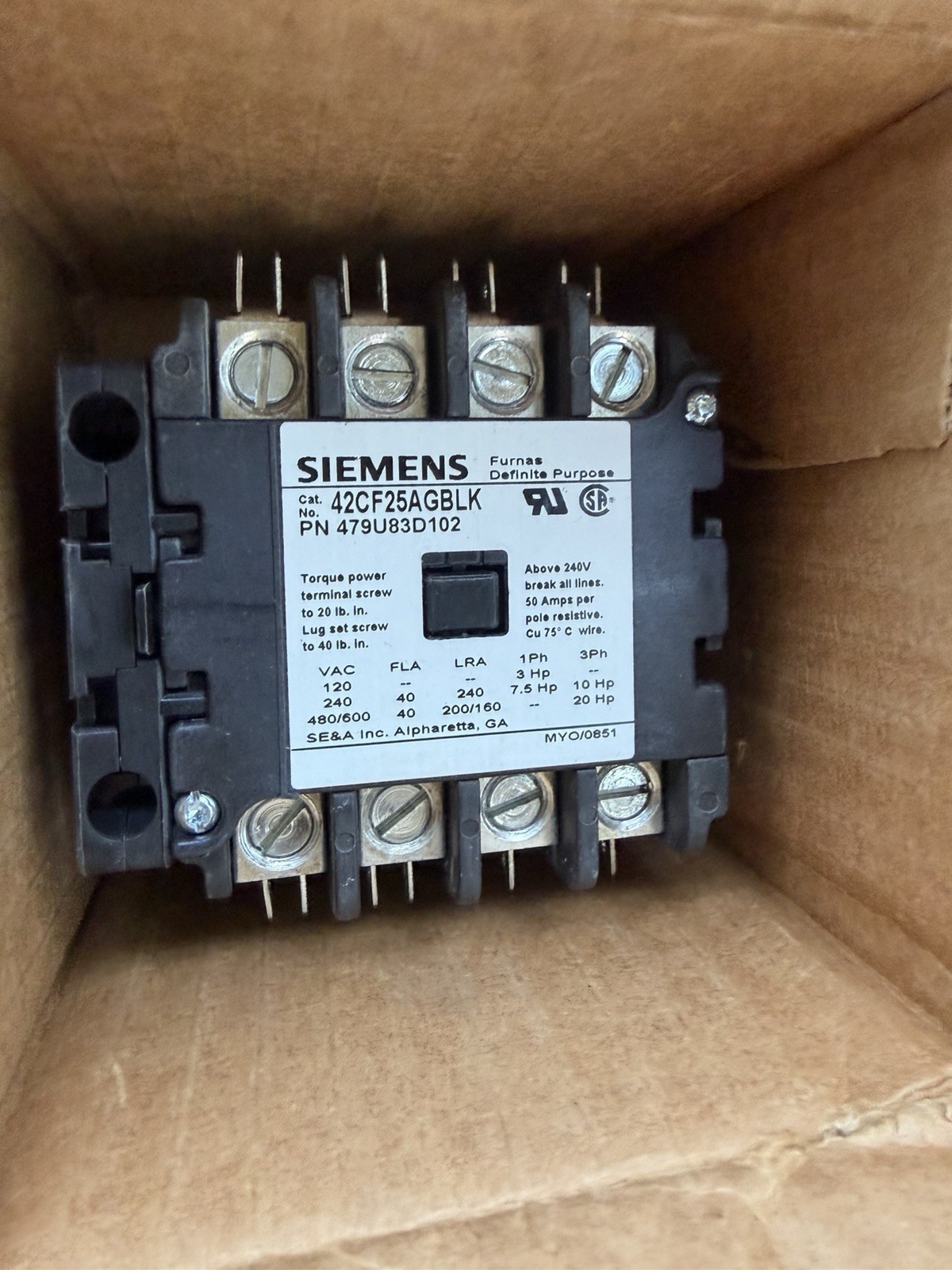⭐NEW OPEN BOX⭐ FURNAS SIEMENS 42CF25AGBLK DEFINITE CONTROLLER