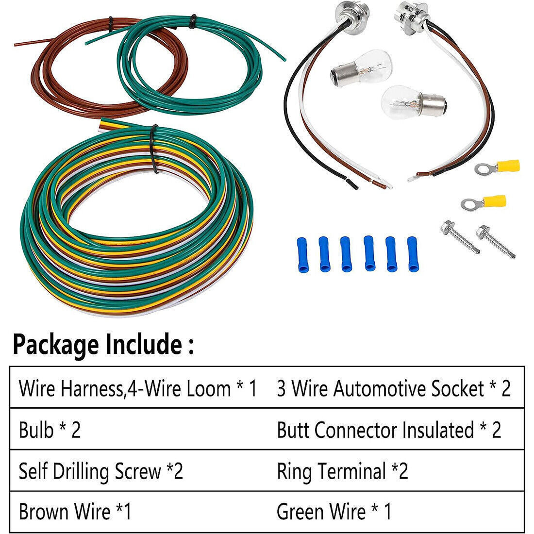 BX8869 Front Bulb & Socket Tail Light Wiring Accessories Kit For most vehicles