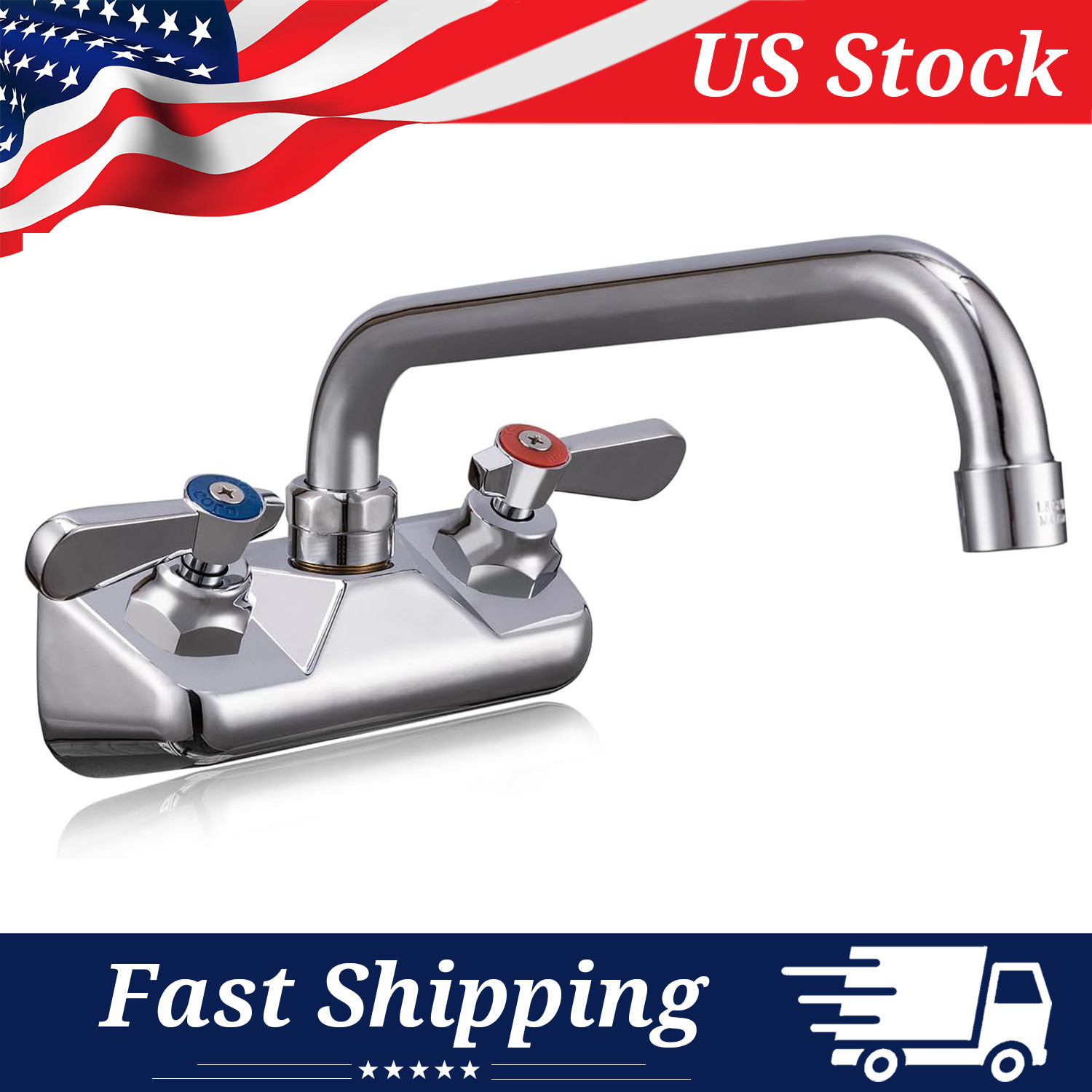 Commercial 4-inch Center Wall-Mounted Brass Faucet with 10" Swivel Spout