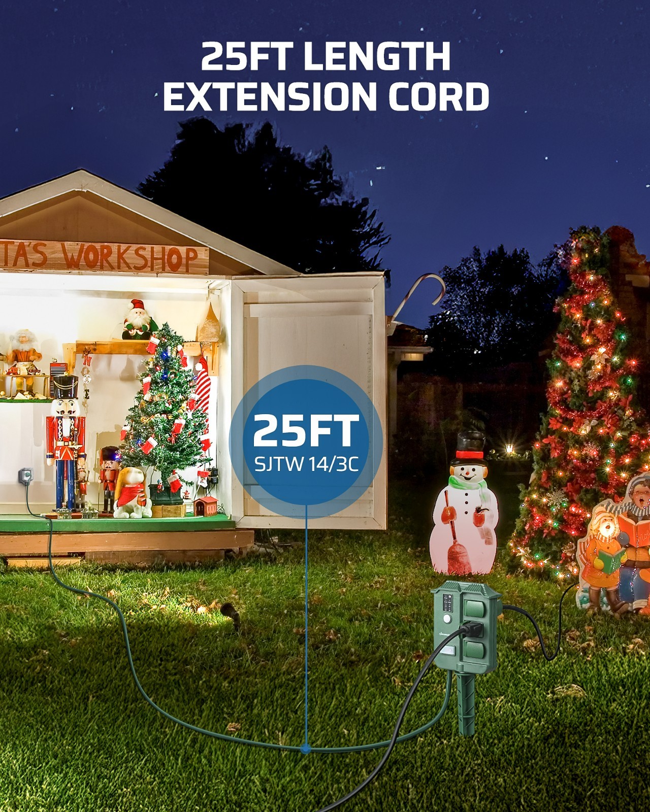 DEWENWILS Outdoor Power Stake Timer, 25FT Extension Cord, 100FT Range Remote