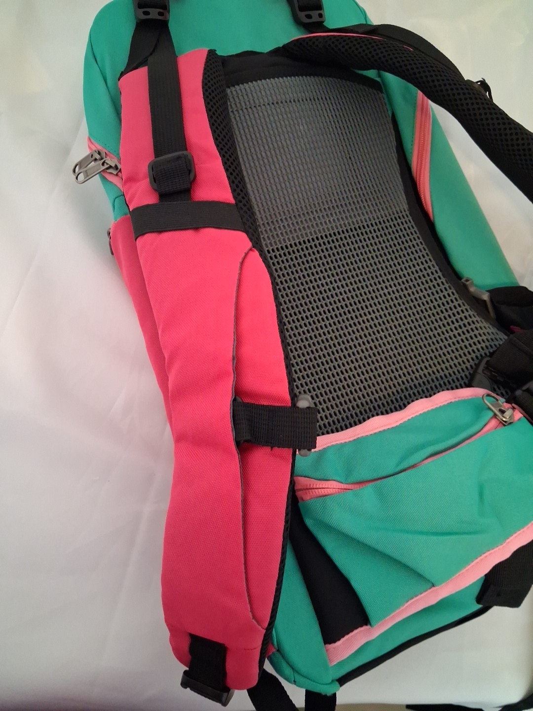SunDrift Hiking Camping Backpack Pink Teal School Bag Recycled Heavy Duty NEW