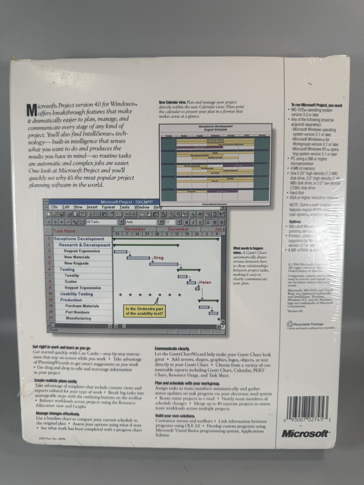 Microsoft Project Version 4.0 – Sealed Vintage Software (Windows 3.x, 1994) NEW
