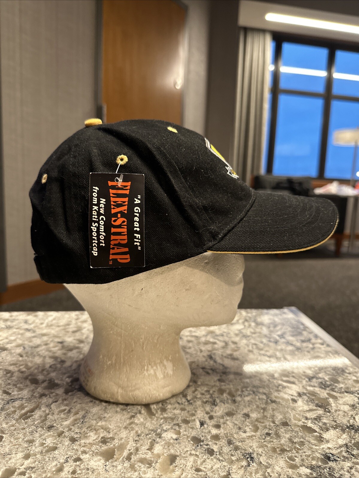 IC University Gold and White and Gray Logo on Black Hat Cap NWT Strap Buckle