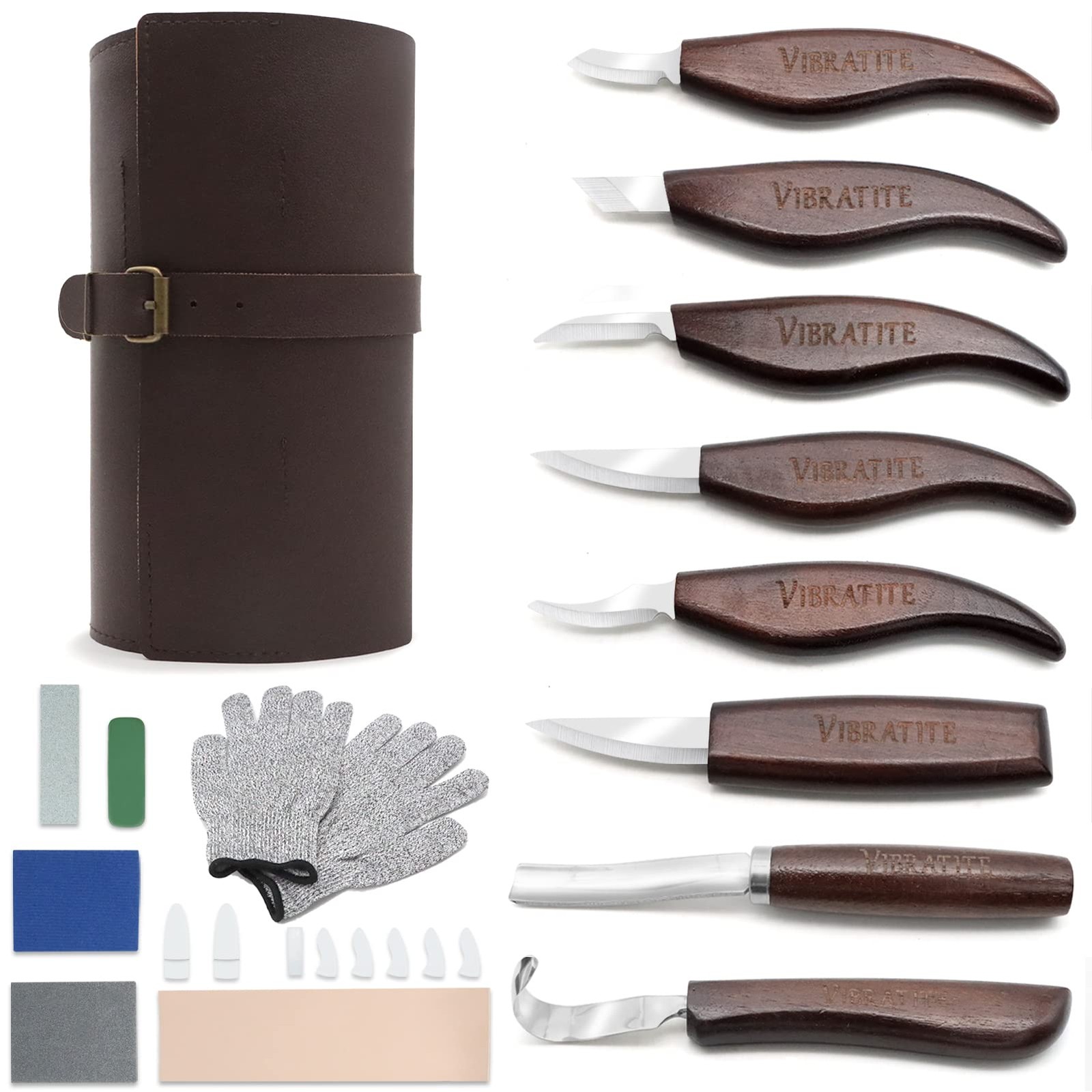 Deluxe Wood Carving Kit, Wood Carving Tools Set with Leather Storage Roll Bag...