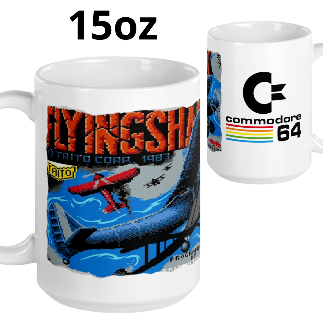 Retro Flying Shark Commodore 64 Ceramic Mug 15oz - C64 Nostalgia Vintage Gaming
