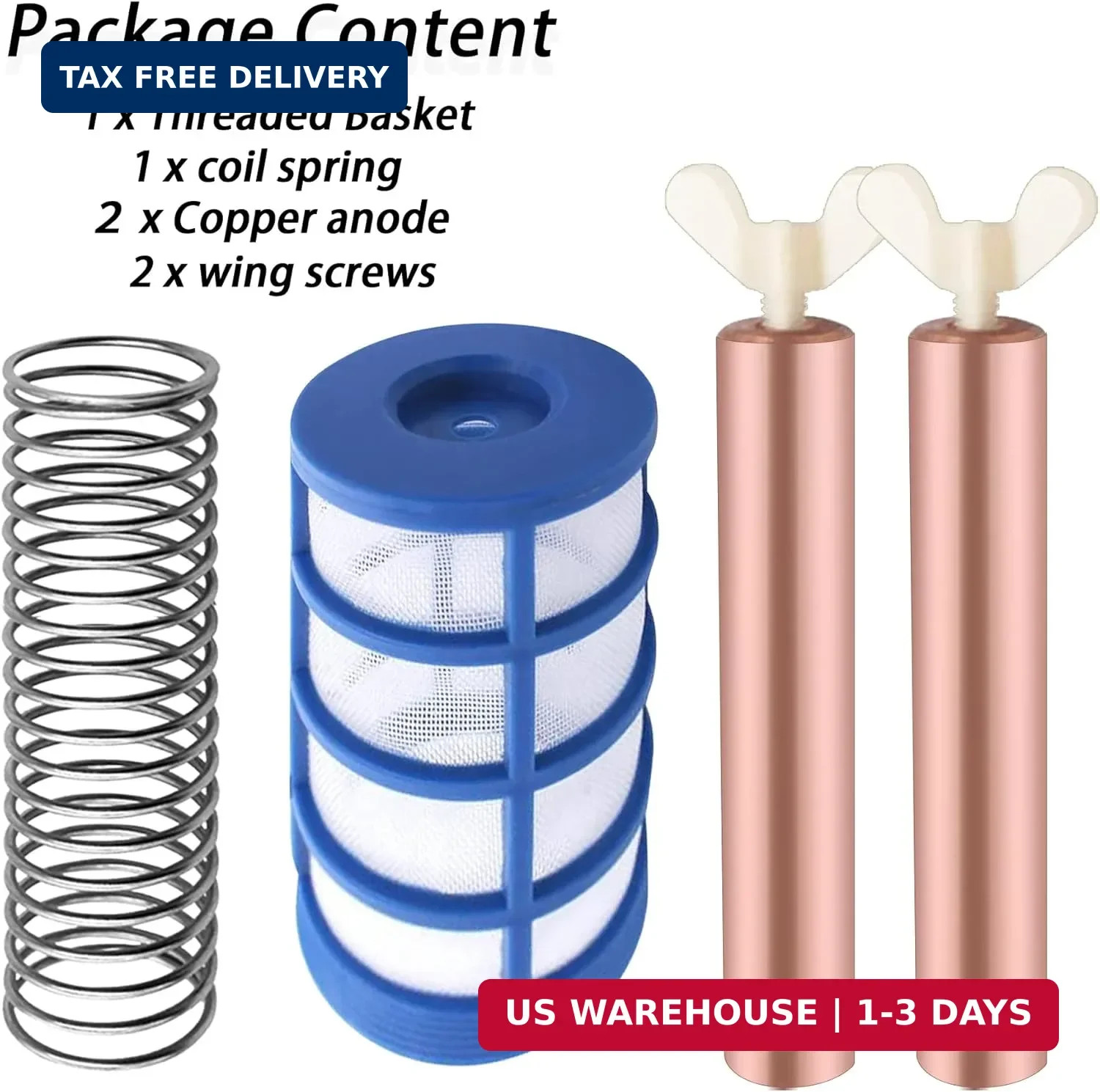 6 Pcs Copper Anode Replacement Kit Solar Pool Replacement Copper Anode,4.13 x 0.