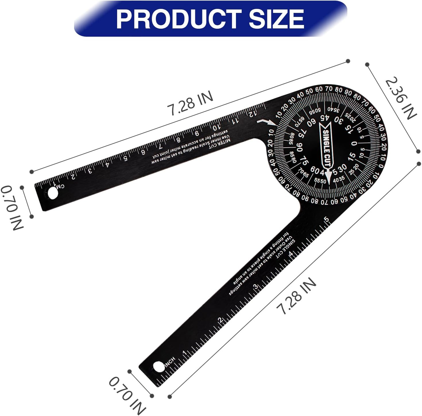 7 Inch Aluminum Miter Saw Protractor, Professional Angle Measuring Tool, Rust Pr