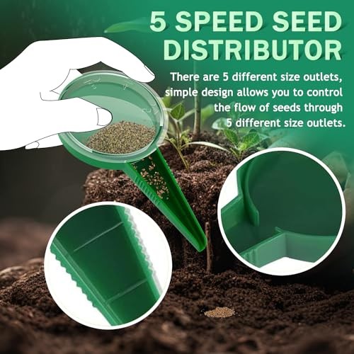 6 PCS Mini Seed Spreader, Sowing Seed Dispenser with 5 Speeds, Sowing Red