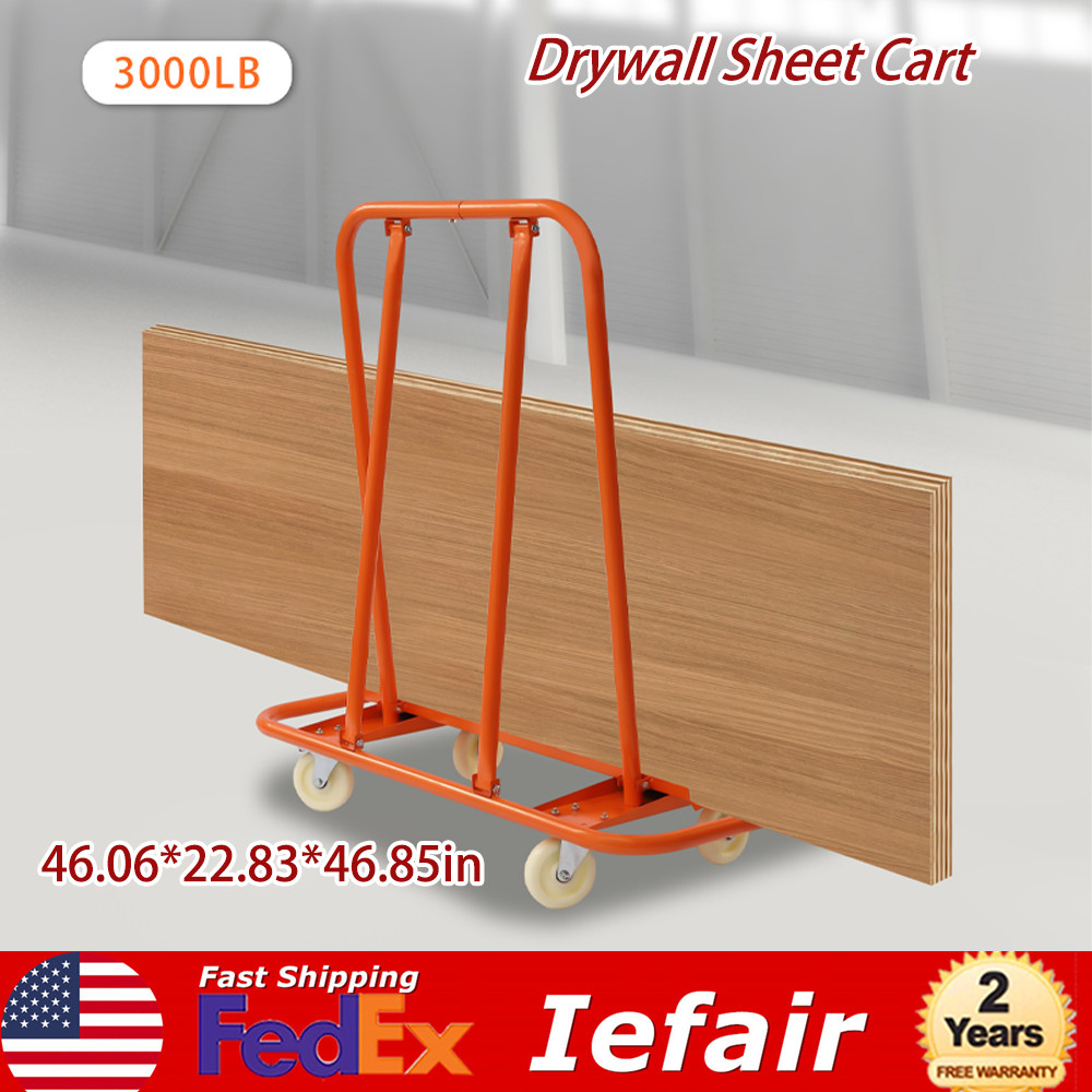 3000 lbs Drywall Sheet Cart - Plywood Panel Dolly Trolley Truck 4 Swivel Wheels