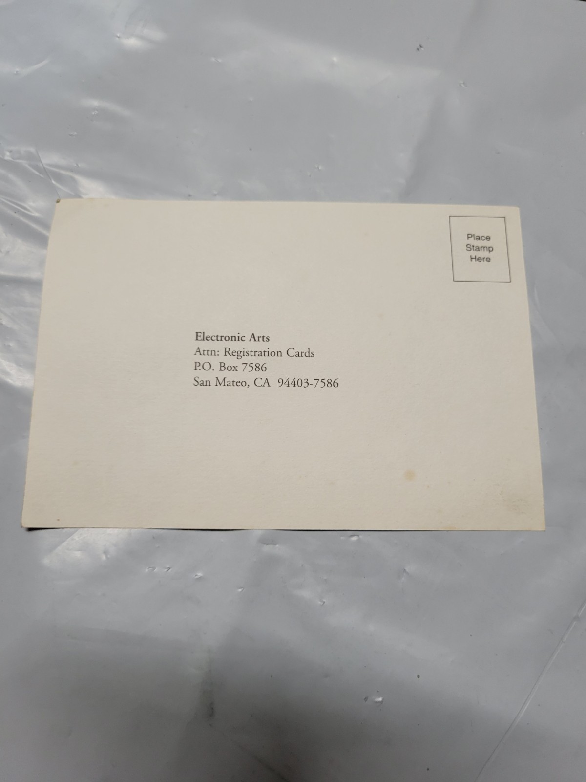 Electronic arts video game Registration card Insert