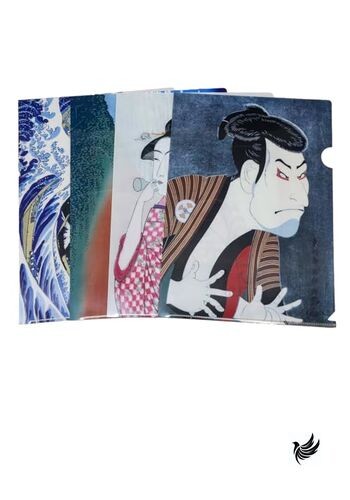 Castle Enterprises Made in Japan Ukiyo-e Clear File Set of 4 1 each of Red Fuji