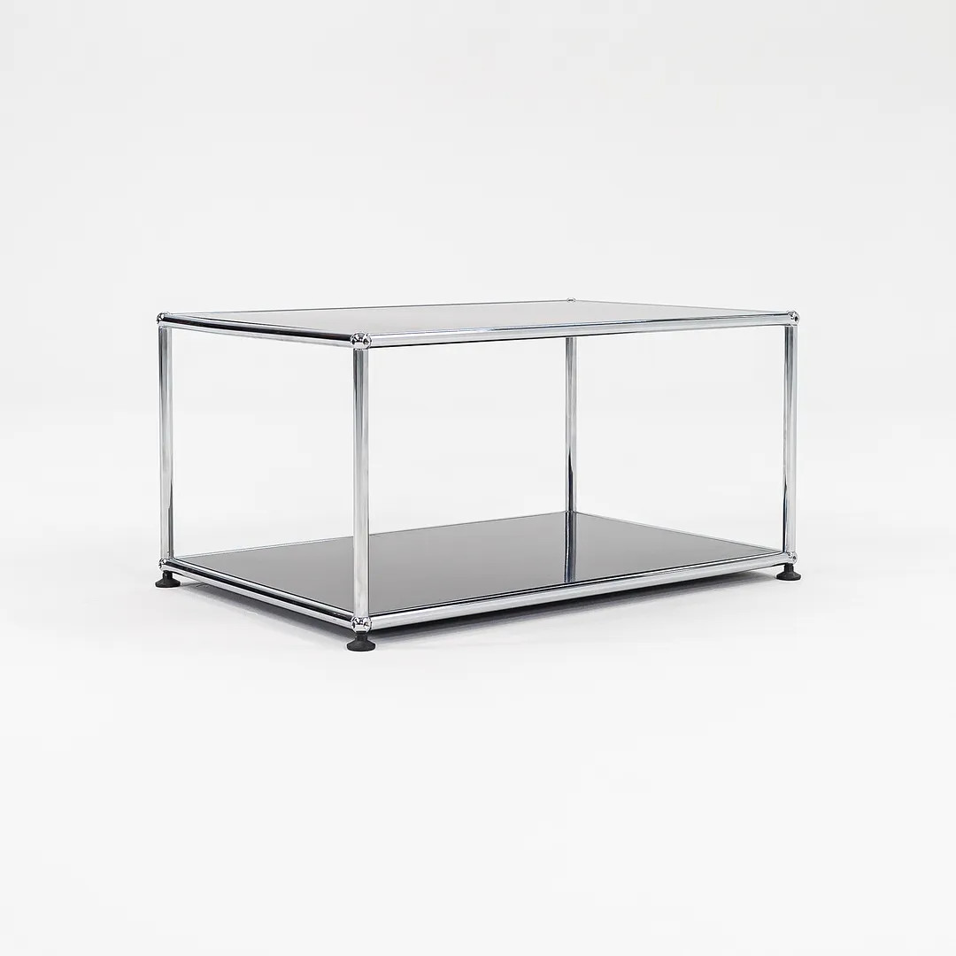 2000s USM Haller Small Coffee Table 30 x 20 x 14 in with Black Panels and Chrome
