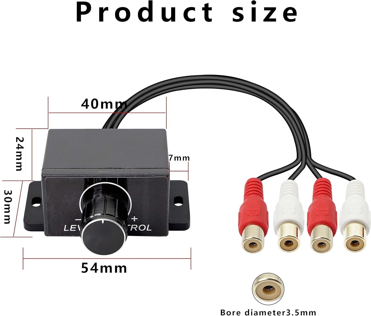 Universal RCA Level Controller - Car Audio Adjuster with Bass Boost Control Knob