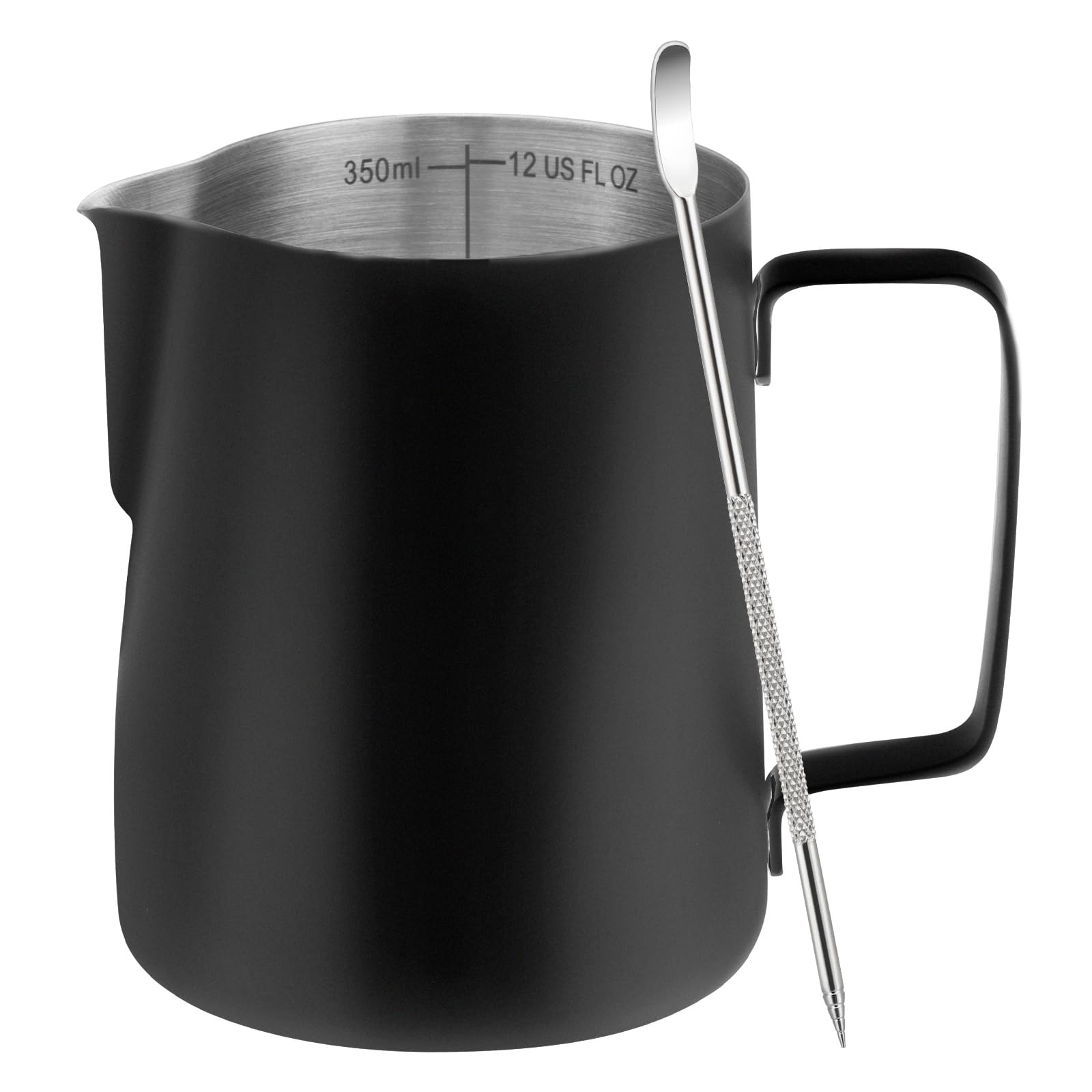 12oz Milk Frothing Pitcher 304 Stainless Steel Cup with Scale Latte Art Pen