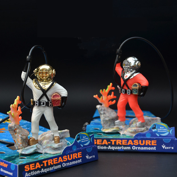2pcs Aquarium Landscaping diver pneumatic fish tank decoration treasure seeker