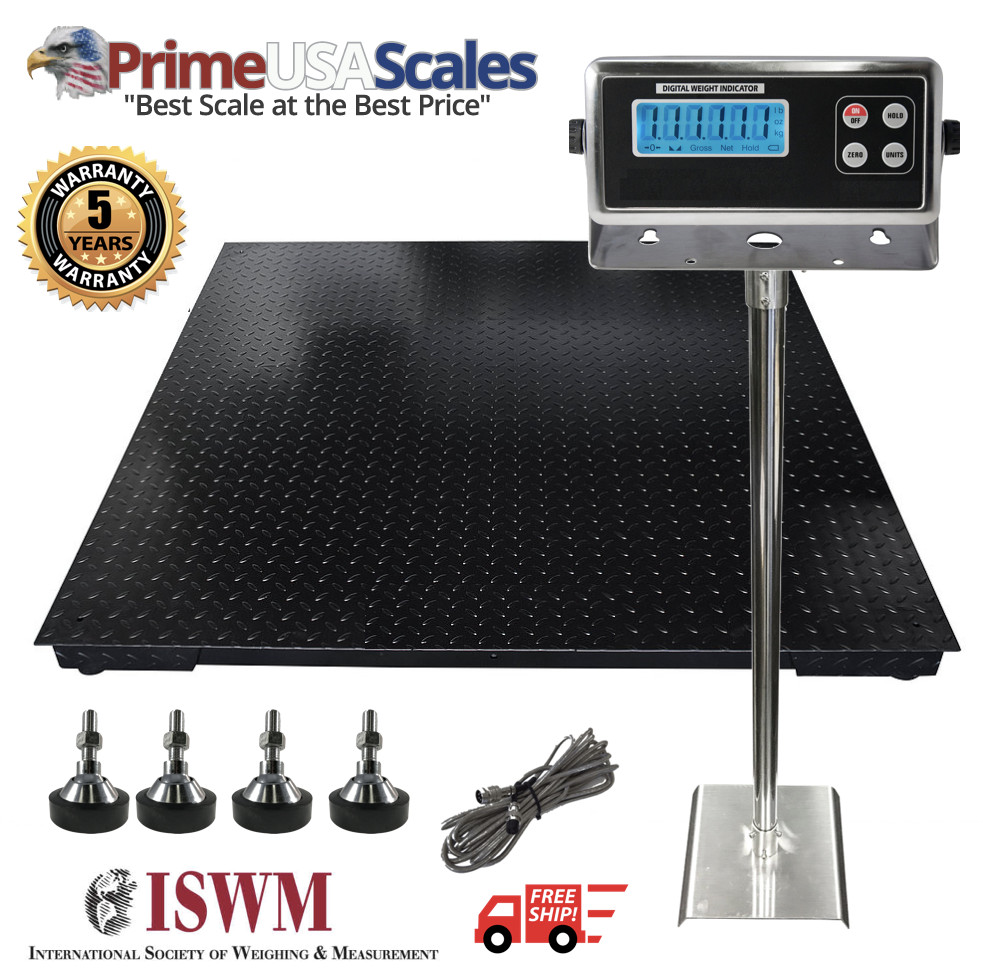 5 Year Warranty 4x4 Floor Scale 48"x48" Indicator Stand 1,000 lb x .2 lb.
