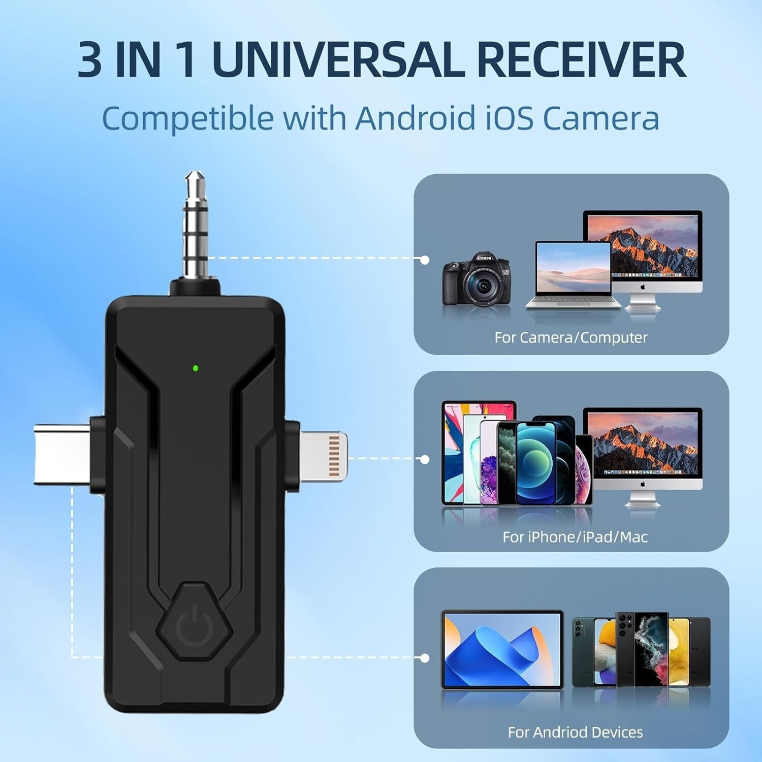 Lavalier Wireless Mini Microphone Audio Video Recording Mic For iPhone Android