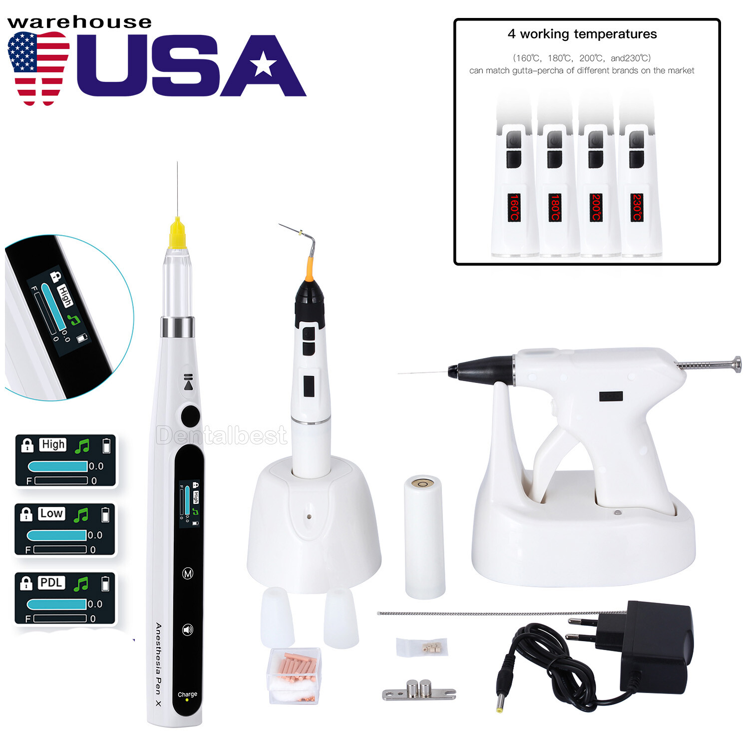 Dental Obturation System Gutta Percha Heated Pen+Gun / Anesthesia Injection Pen