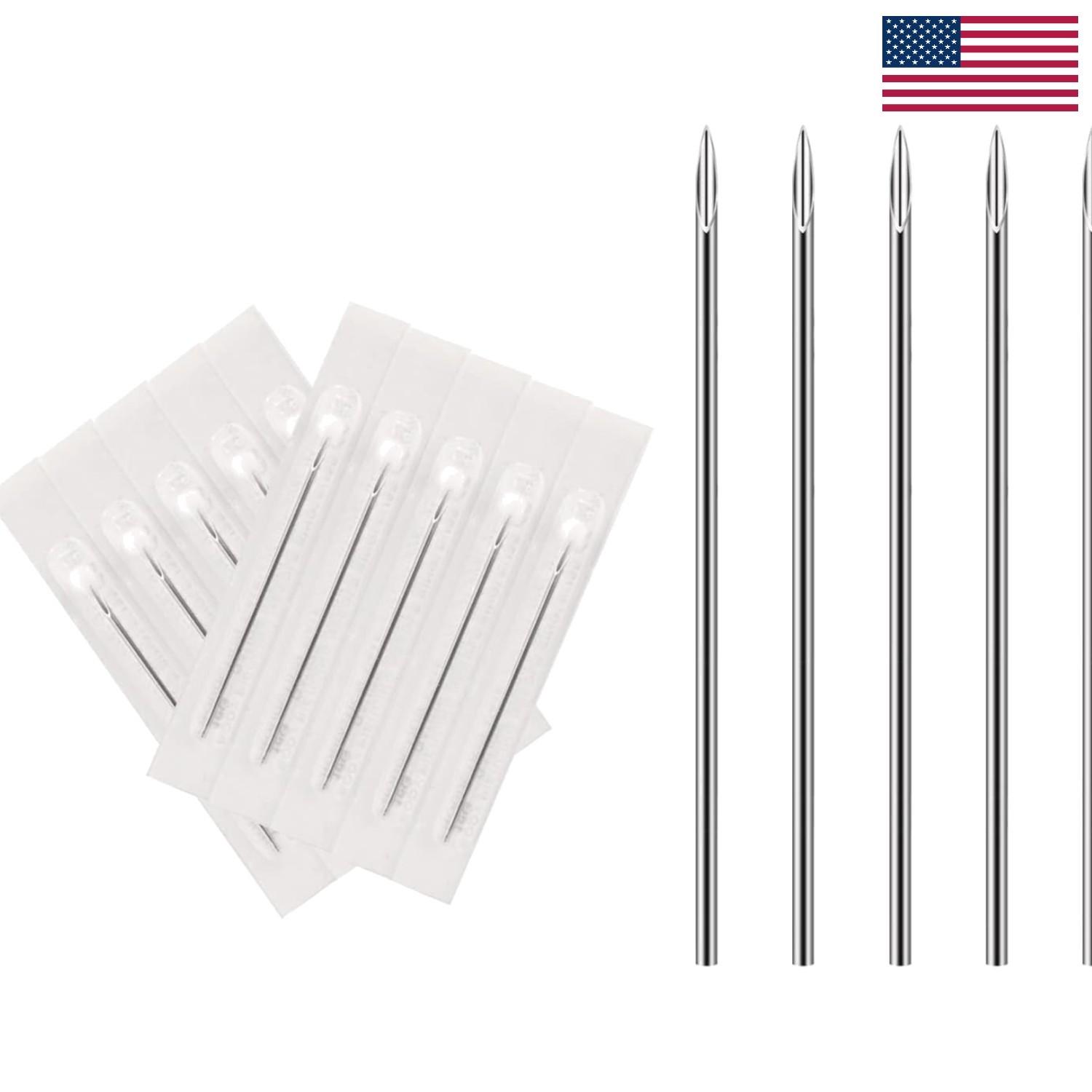 Multi-Purpose 10pcs Disposable Piercing Needles - 14G & 16G Stainless Steel Kit