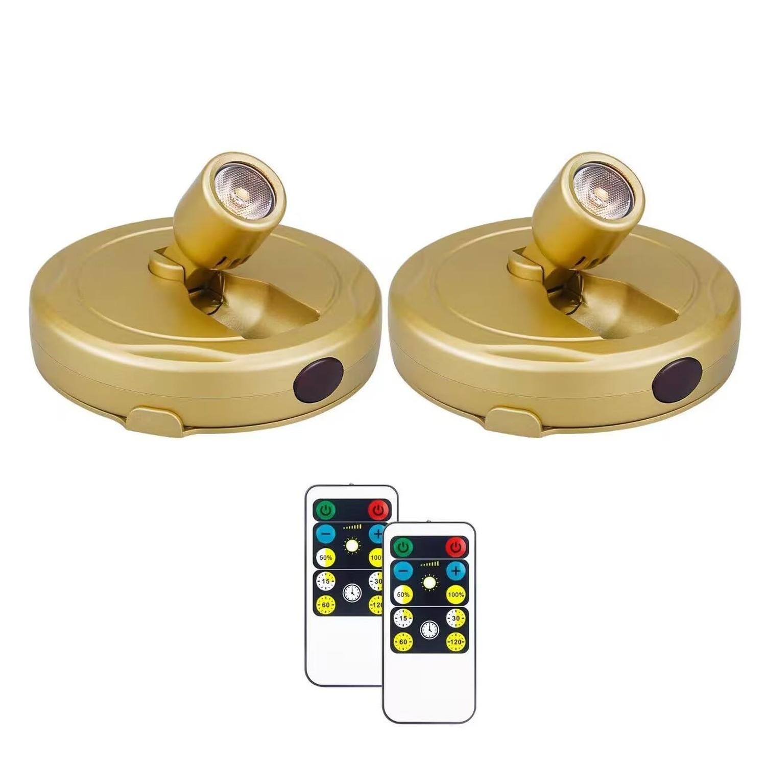 2Pack Battery Spotlight with Remote Gold, Wireless Led Picture Lights Paintin...