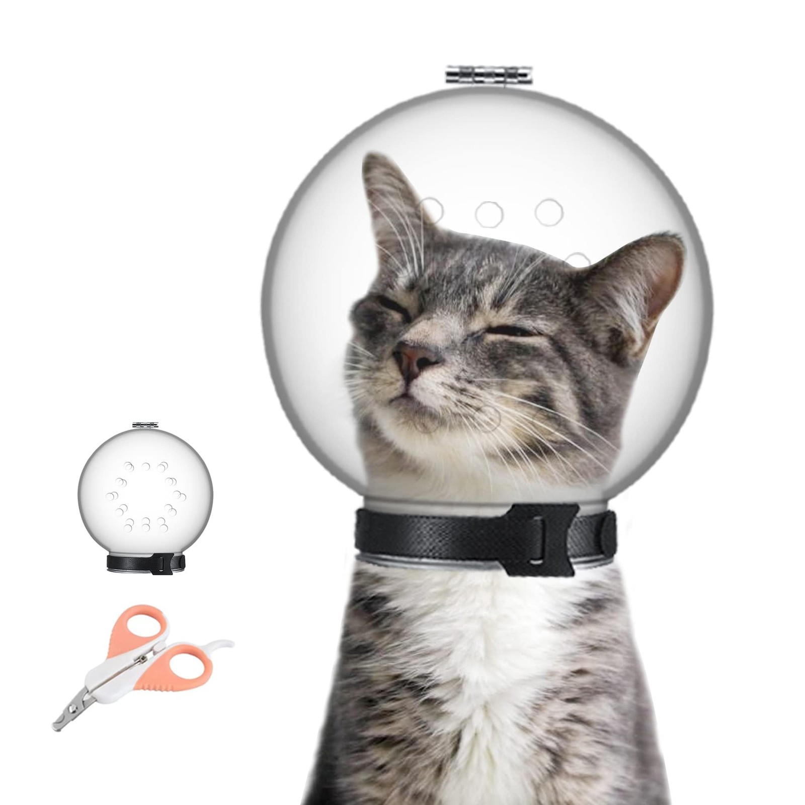 Cat Muzzle Combo - Adjustable Cat Hood, Breathable Anti-Bite Muzzles to Preve...