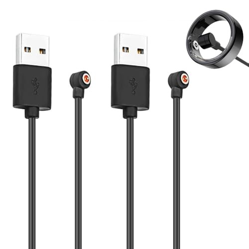 [2-Pack] Smart Ring Charger Cable, for YoR by Letsfit, COLMI, Mingdaln, Black