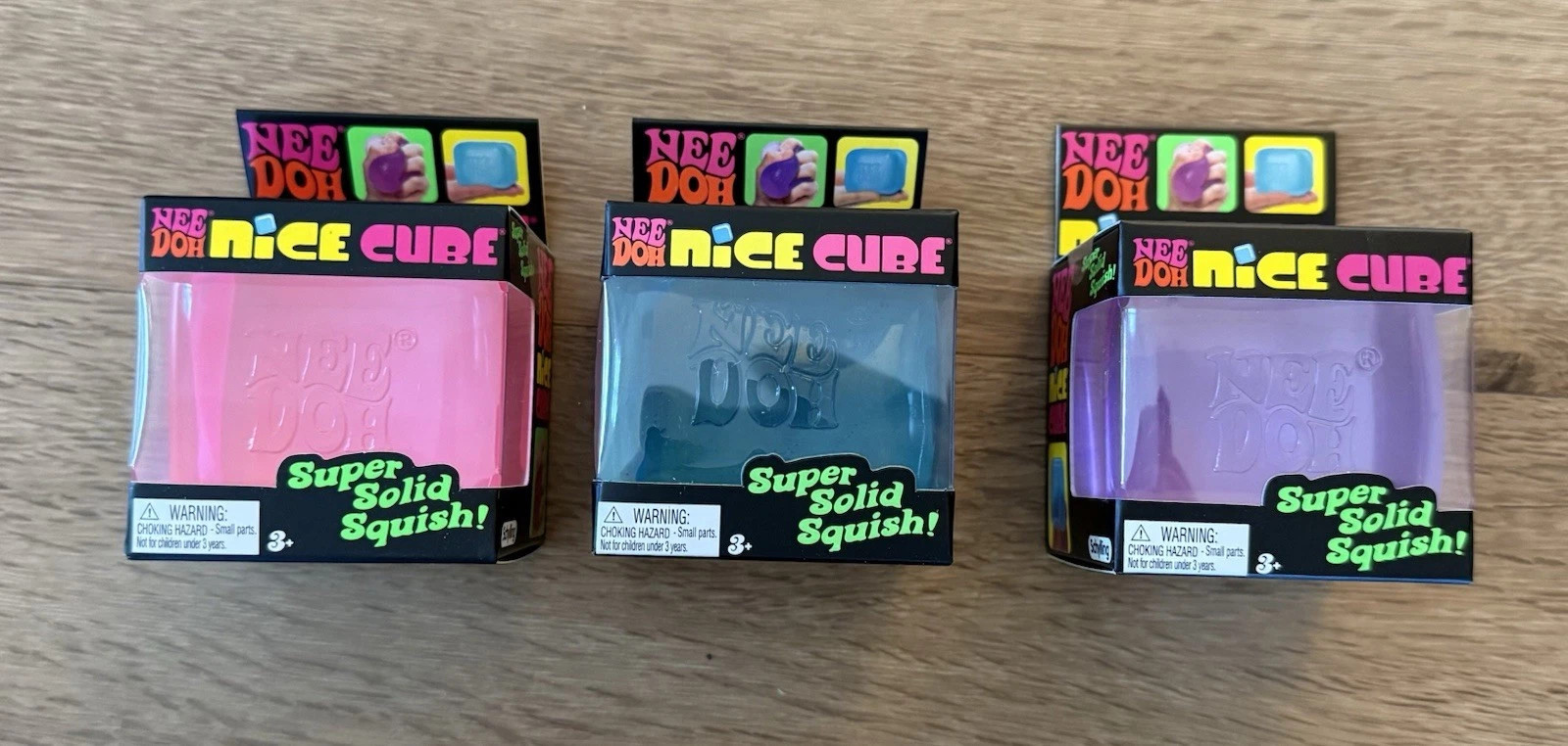 Nee Doh Nice Cube Super Solid Squish! - Blue Purple Pink - Brand New! USA