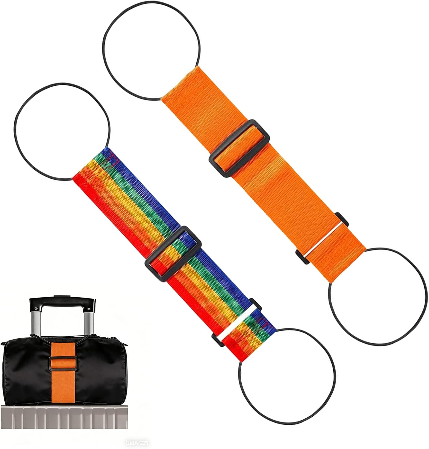 2 Pack Adjustable Luggage Connector Straps Elastic Suitcase Bag Fastening Straps