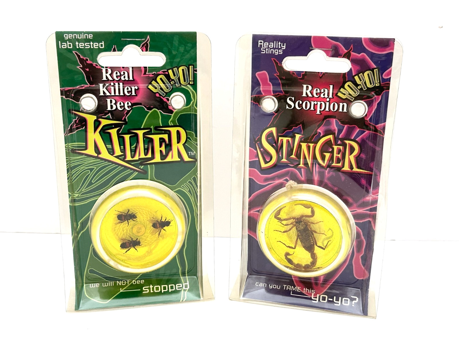 2 Vintage 1996 Yo-Yo Scorpion Stinger & Killer Bees New Unused Real Insects