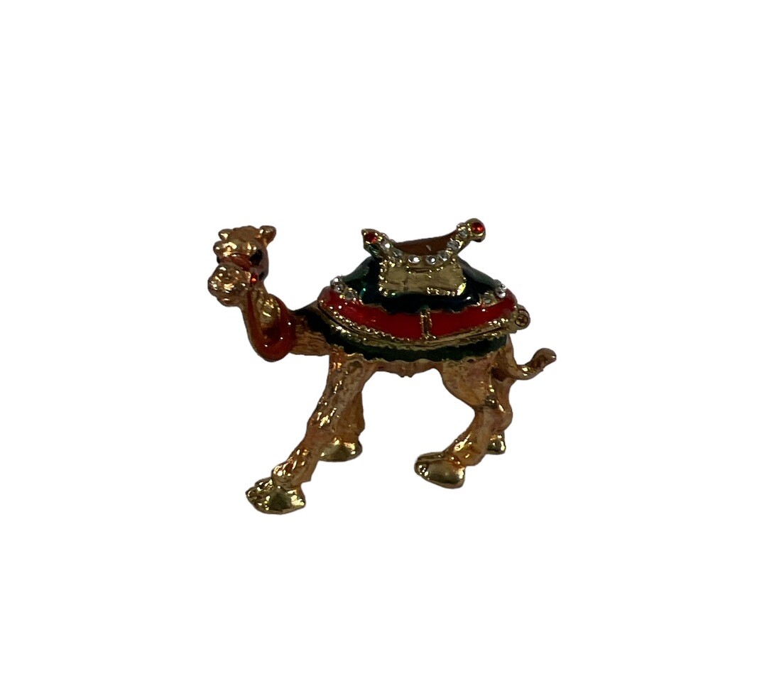 Camel Trinket Ring Box Figurine Bejeweled and Colorful