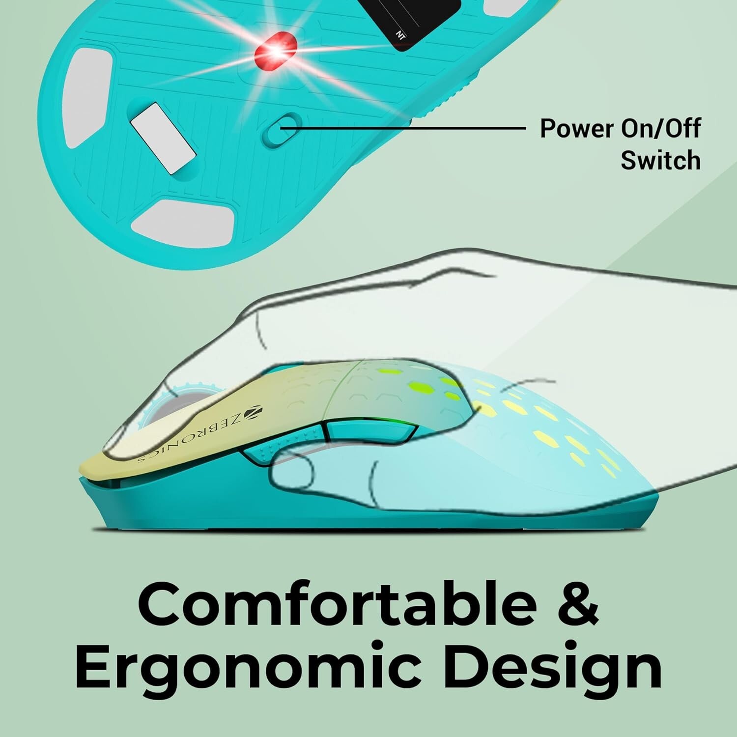 ZEBRONICS MARINE Wireless Mouse with Rechargeable Battery, BT + 2.4GHz, 6 Button