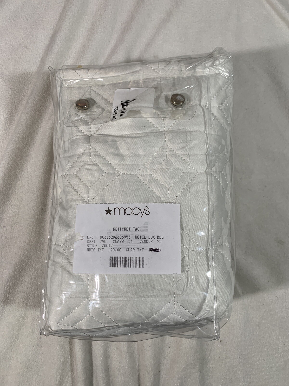 NEW $120 [ 1 Standard ] Quilted Pillow Sham for Hotel Collection Alabastar #119