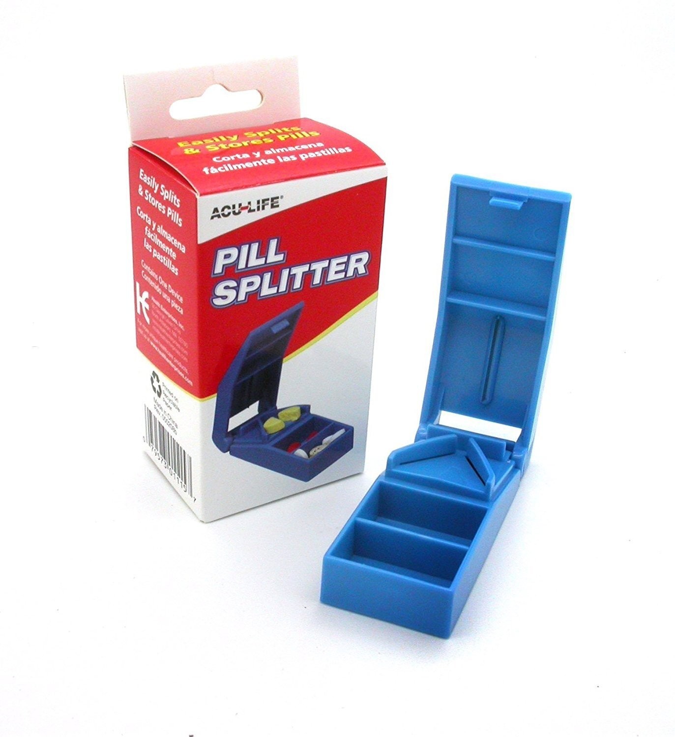 Acu-Life Pill Splitter Cutter with Built in Pill Storage Compartment Travel Size