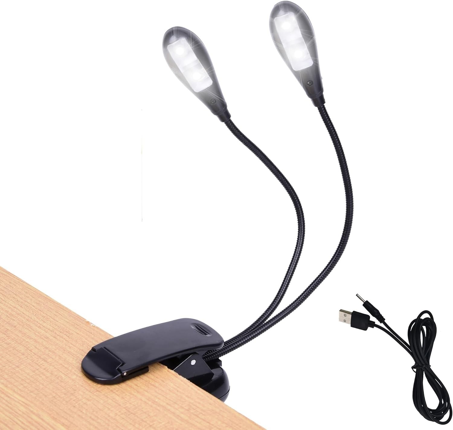 Music Stand Light, 1/2/4/10 Pack Clip on LED Book Lights, USB and AAA Battery Op