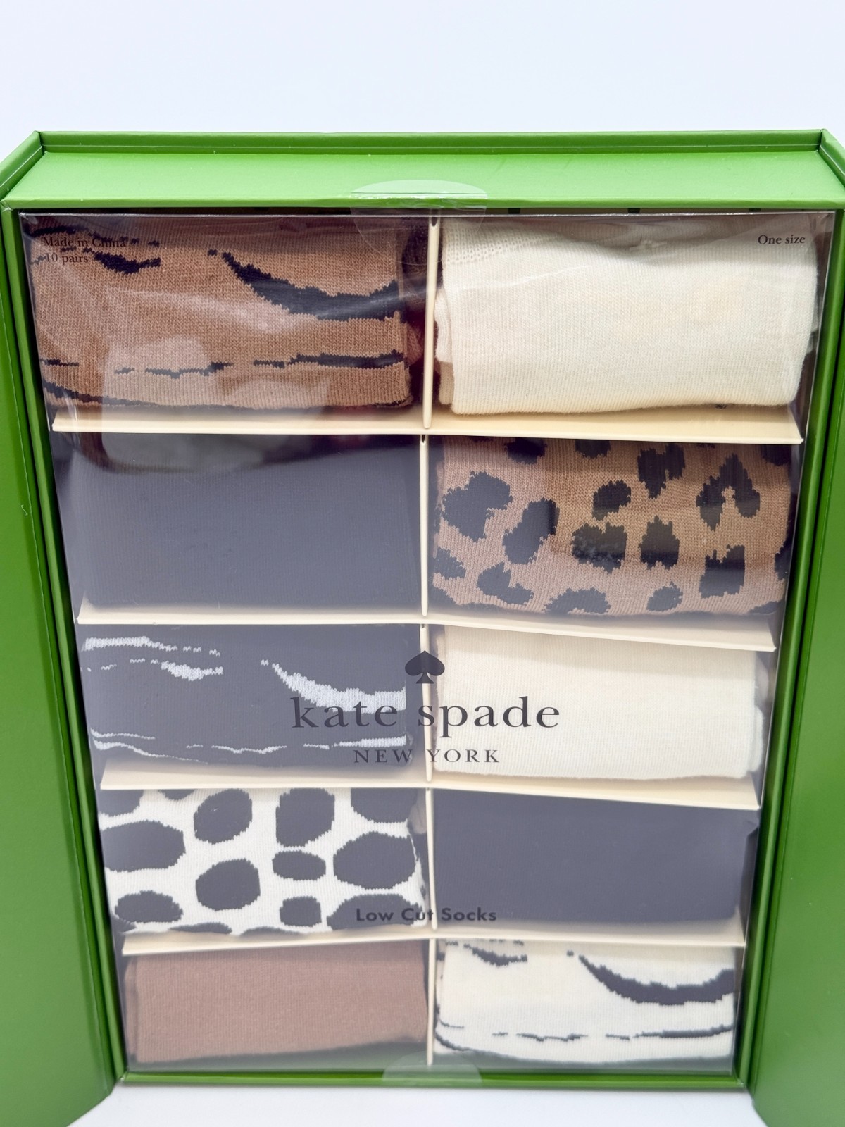 Kate Spade Gift Socks- 10 Pairs; Animal Print Socks; Kate Spade Gift For Friend