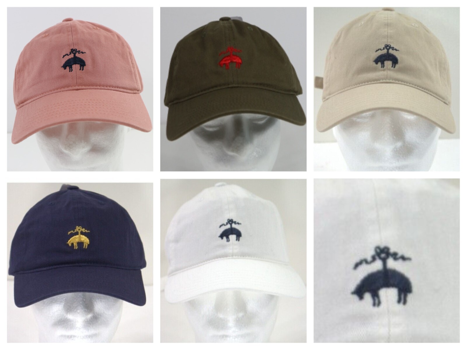Brooks Brothers 1818 Cotton  Logo Baseball Hat Navy, Khaki, White, Green & Pink