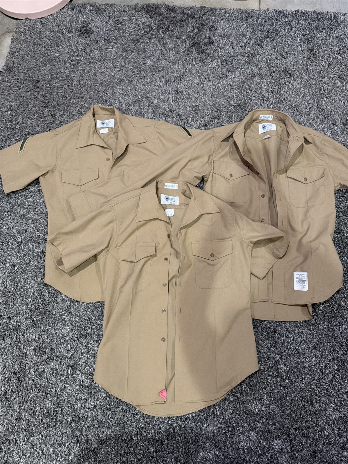 Lot Of 3 USMC Uniform Short Sleeve Long Sleeve Size 15 1/2, 15.5 X 34, 15