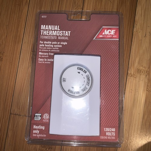 ACE 42727 MANUAL THERMOSTAT (HEATING ONLY) FOR DOUBLE OR SINGLE POLE 120/240V