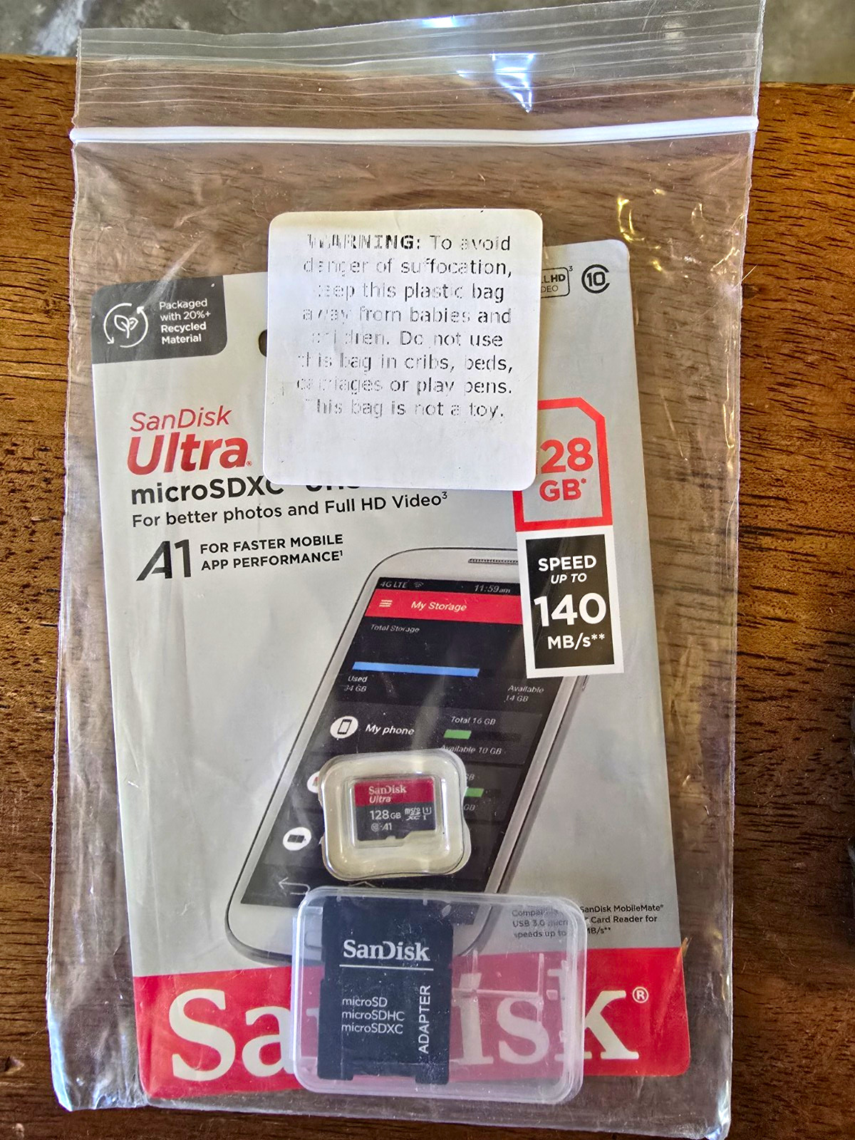 SanDisk Ultra 128GB microSDXC UHS-I A1 High Speed Waterproof w/ SD Adapter