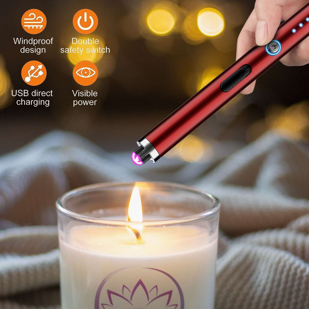 Electric Double Arc Lighter Flexible Neck USB Rechargeable Candles BBQ Windproof