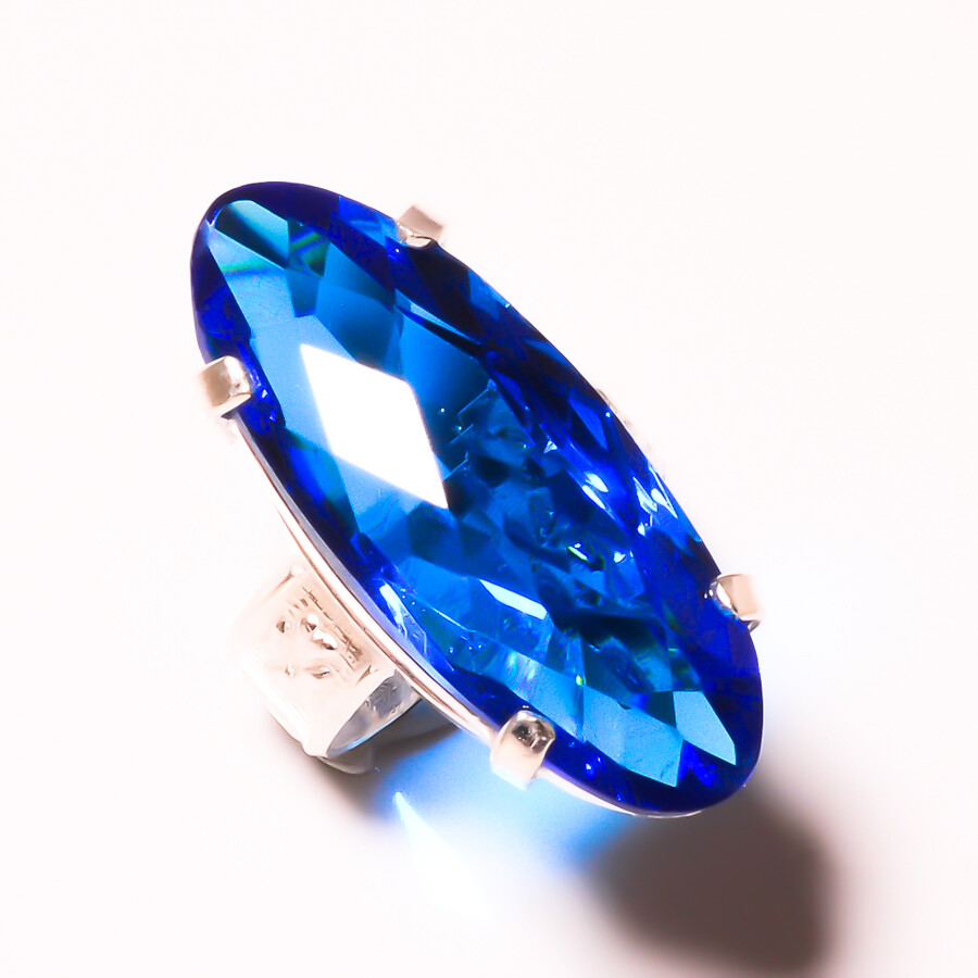 Dignified Blue Topaz Gemstone 925 Sterling Silver Handmade Ring All Size WN-41